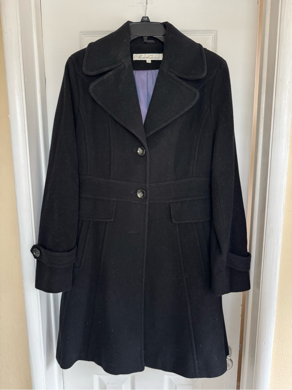 Kenneth Cole New York Black Wool Pea Coat